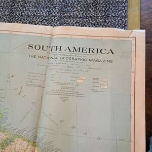 Vintage 1937 National Geographic South America Map Large Fold Out